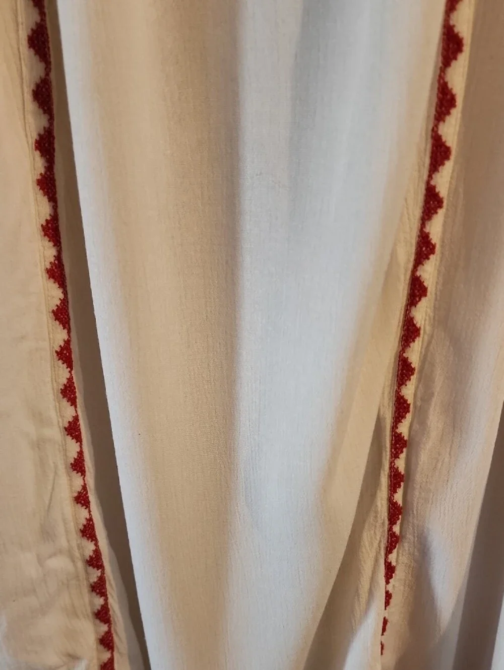 White Embroidered Peasant Blouse with Multicolor Yoke
